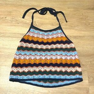 AE colorful crochet halter top